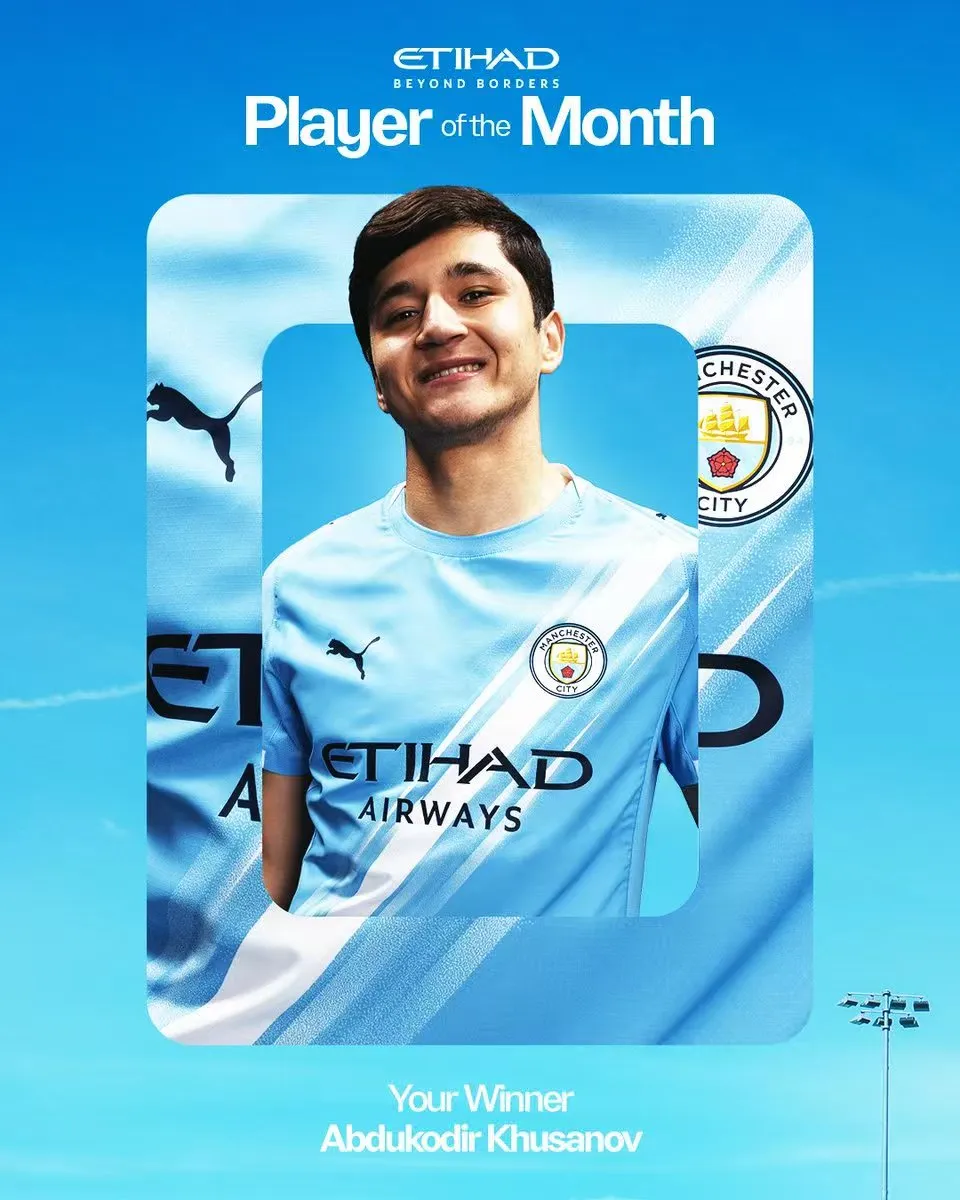 云开体育app下载安装-曼城官方：后卫胡桑诺夫当选队内1月最佳球员