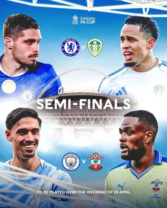 开云体育入口-足总杯半决赛对阵：曼城战南安普顿 切尔西对阵利兹联